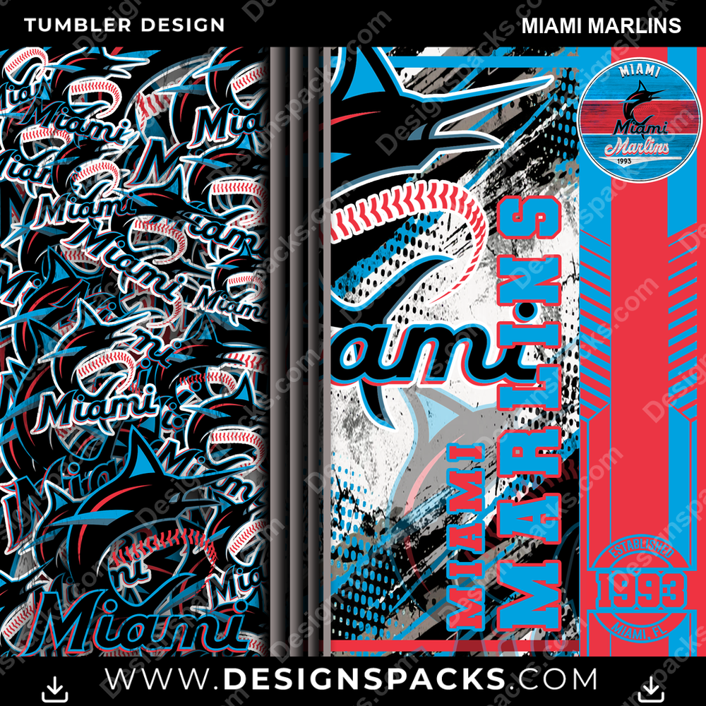 Baseball Sports Miami Marlins Tumbler Digital Wrap Design