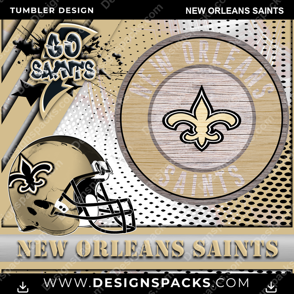 Football Go Team New Orleans Saints Tumbler Digital Wrap Design