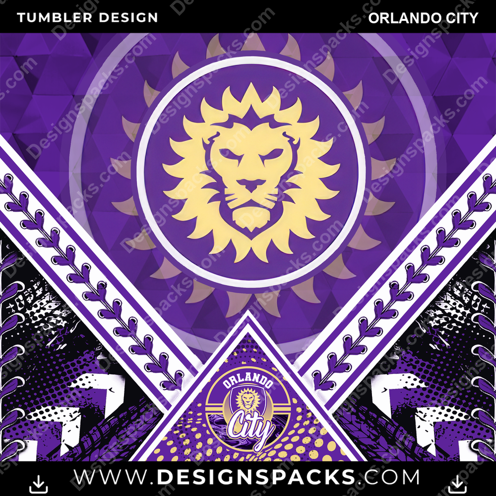 Soccer Diamond Orlando City Tumbler Digital Wrap Design