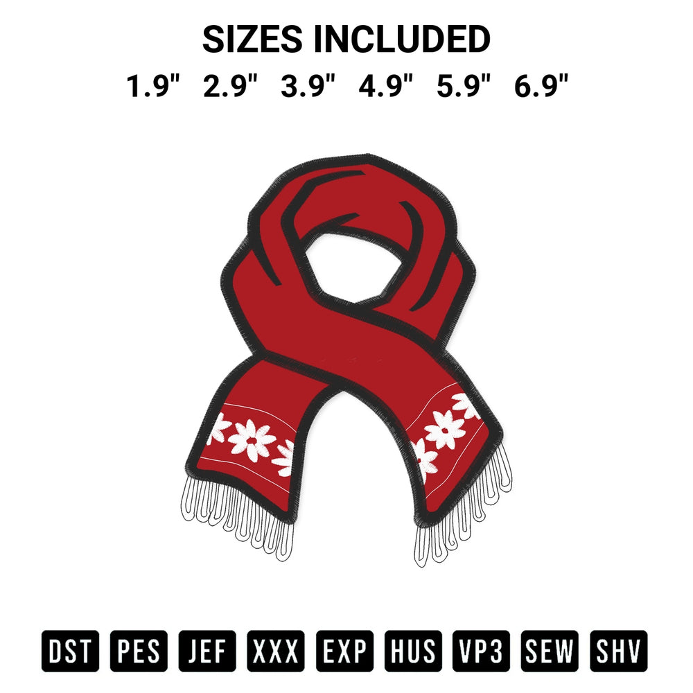 Transform your fabrics with the Neck Scarf Embroidery Design embroidery design. Instant access to premium digitized patterns at Designspacks.com. Available sizes: 1.9", 2.9", 3.9", 4.9", 5.9", 6.9".