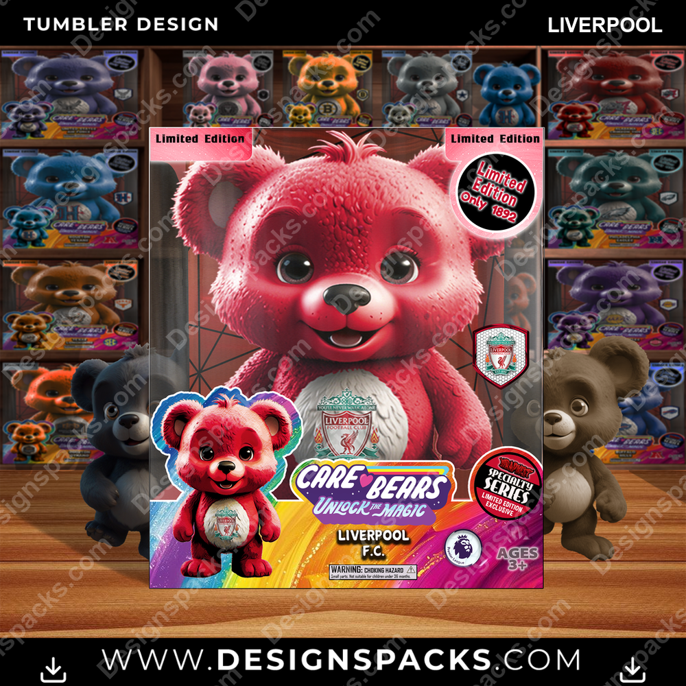 Soccer UK Care Bear Box Liverpool Tumbler Digital Wrap Design