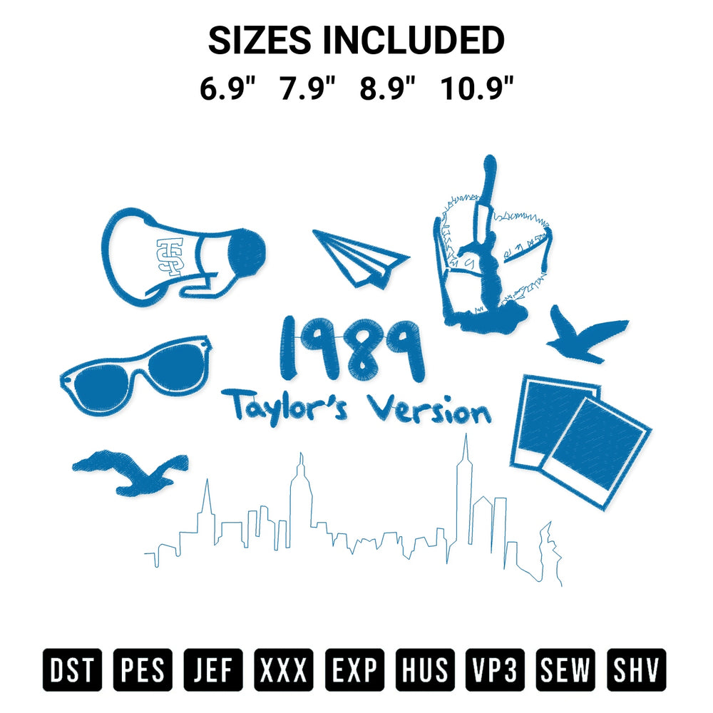 Elevate your next project with our 1989 Taylors Version Album Embroidery Design embroidery file. Shop high-quality digital patterns instantly at Designspacks.com. Available sizes: 6.9", 7.9", 8.9", 10.9".