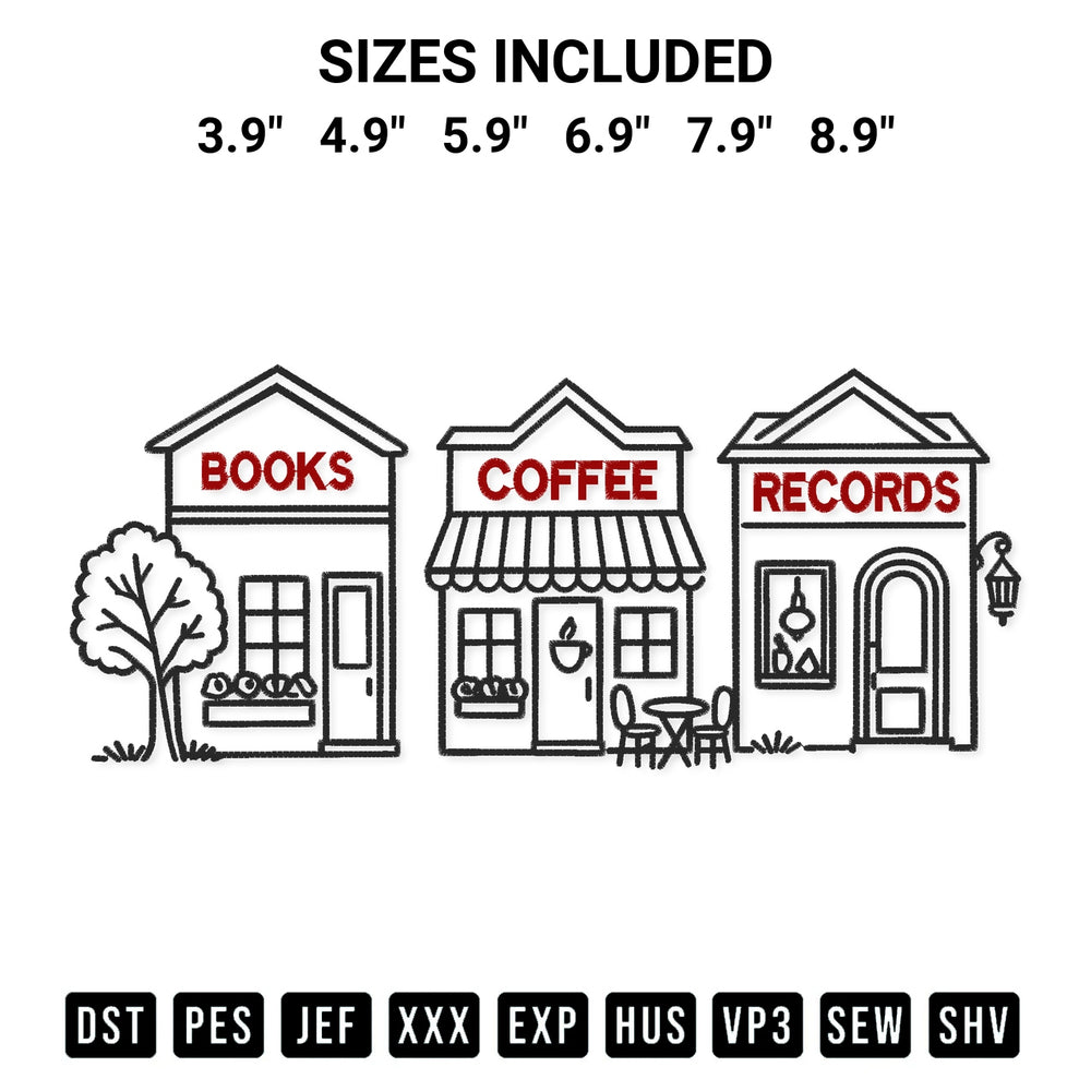 Download the Books Coffee Records Embroidery Design machine embroidery design exclusively at Designspacks.com. Premium digitized pattern for apparel and DIY crafts. Available sizes: 3.9", 4.9", 5.9", 6.9", 7.9", 8.9".
