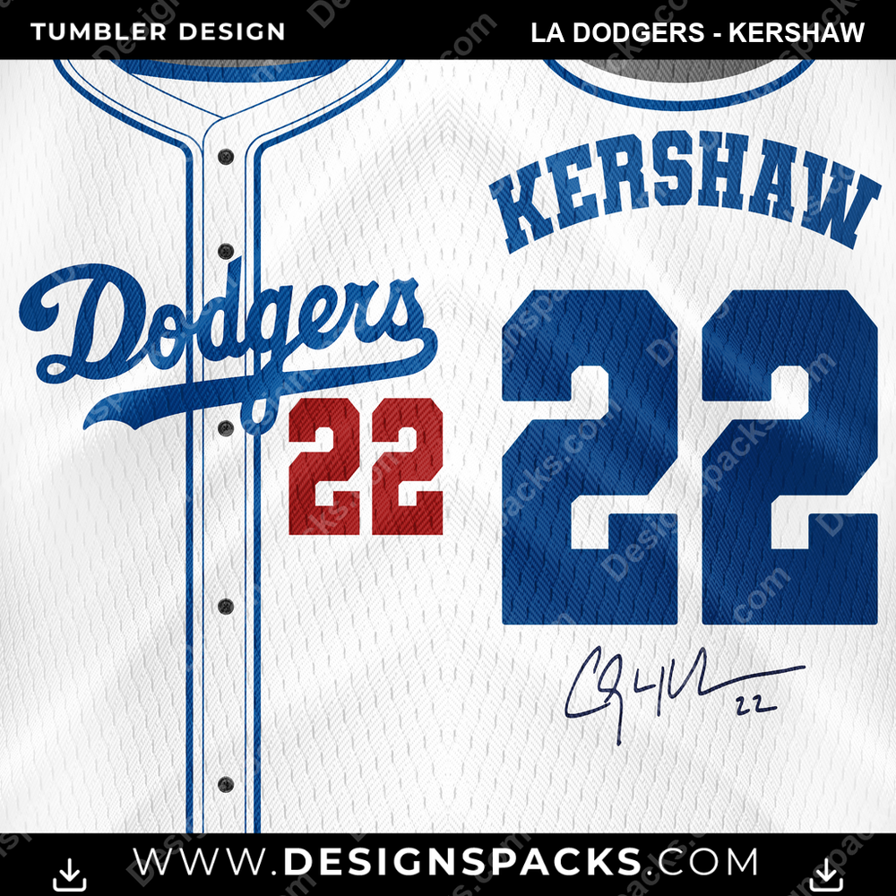 Baseball Jersey LA Dodgers - Kershaw Tumbler Digital Wrap Design