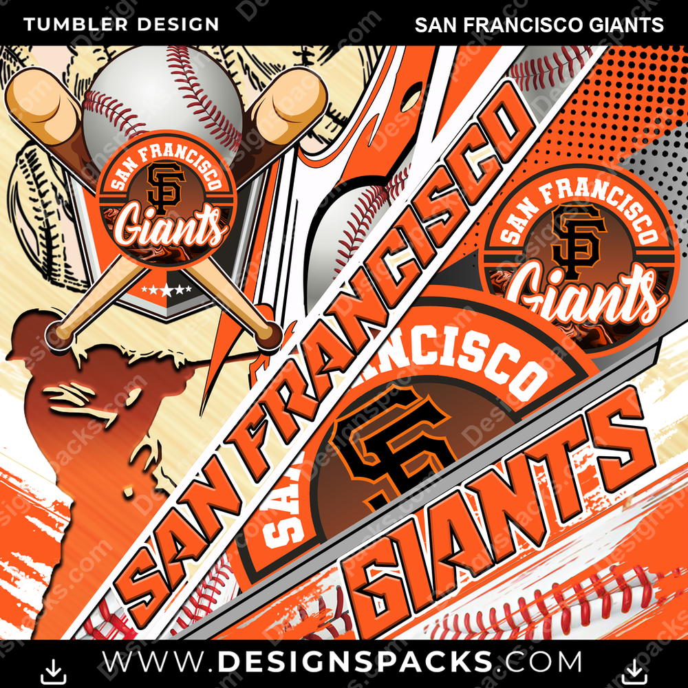 Baseball Silhouette San Francisco Giants Tumbler Digital Wrap Design