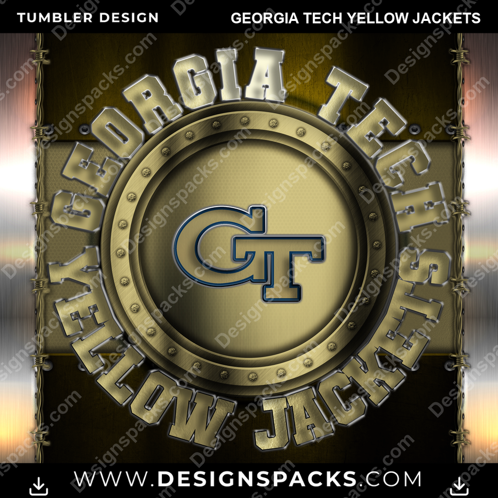 College Sport Metal Georgia Tech Yellow Jackets NCAA College Sport Tumbler Digital Wrap Design Download
