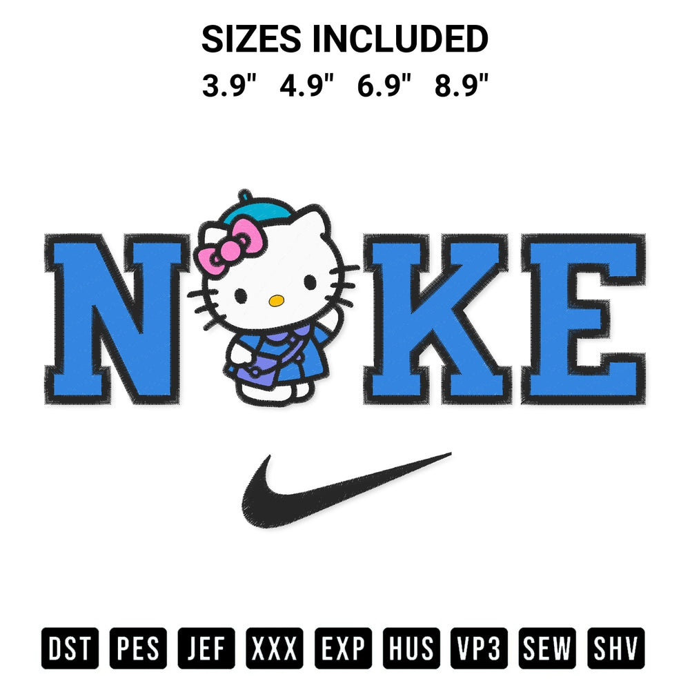 Shop the Nike Hello Kitty School Embroidery Design machine embroidery pattern at Designspacks.com. Beautifully digitized for flawless stitching on any fabric. Available sizes: 3.9", 4.9", 6.9", 8.9".