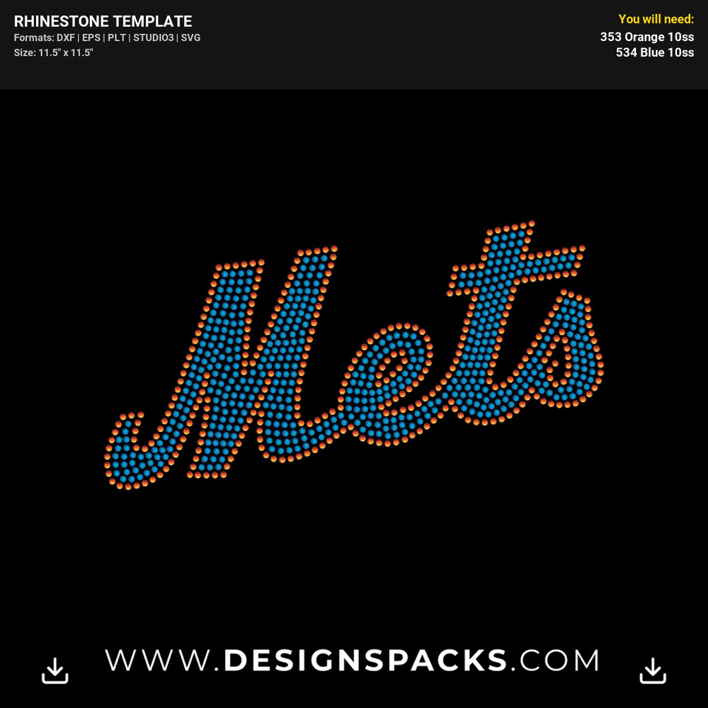 Mets Baseball Rhinestone Digital Template