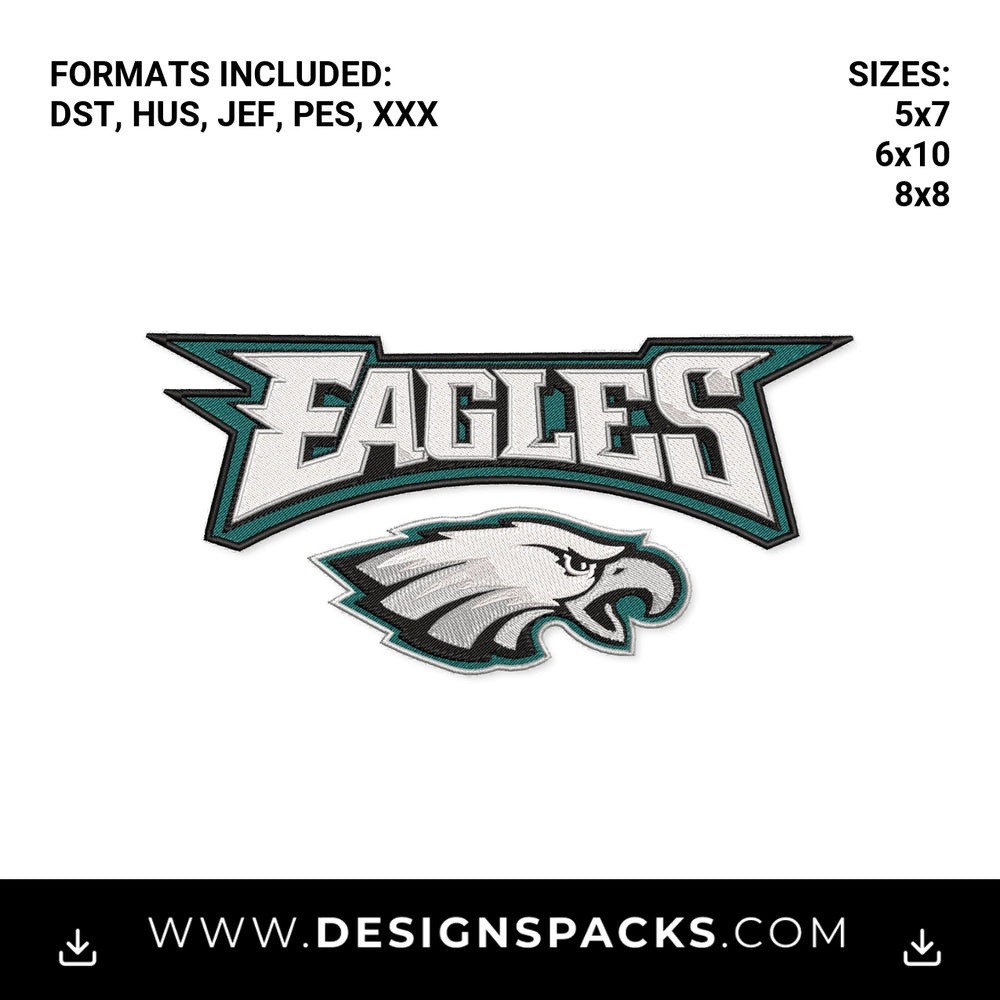 Philadelphia Eagles Football Logo Embroidery Design - Instant digital download pattern at Designspacks.com