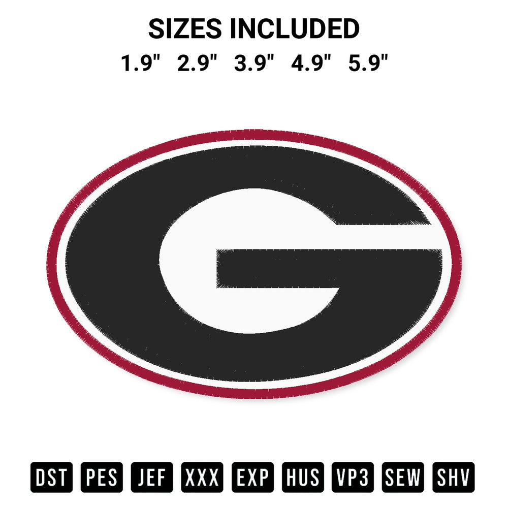 Transform your fabrics with the Georgia Bulldogs Logo Embroidery Design embroidery design. Instant access to premium digitized patterns at Designspacks.com. Available sizes: 1.9", 2.9", 3.9", 4.9", 5.9".