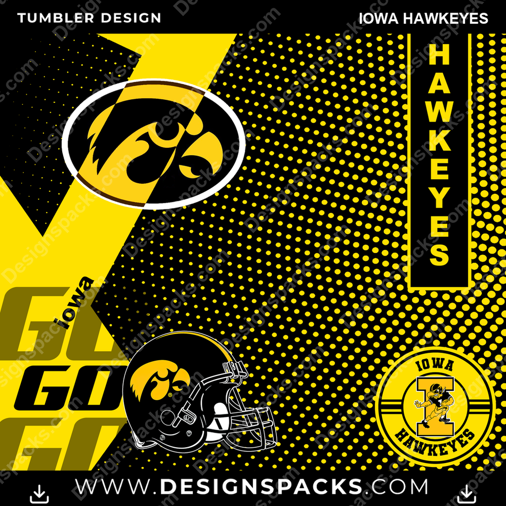College Sport GO Iowa Hawkeyes NCAA College Sport Tumbler Digital Wrap Design Download