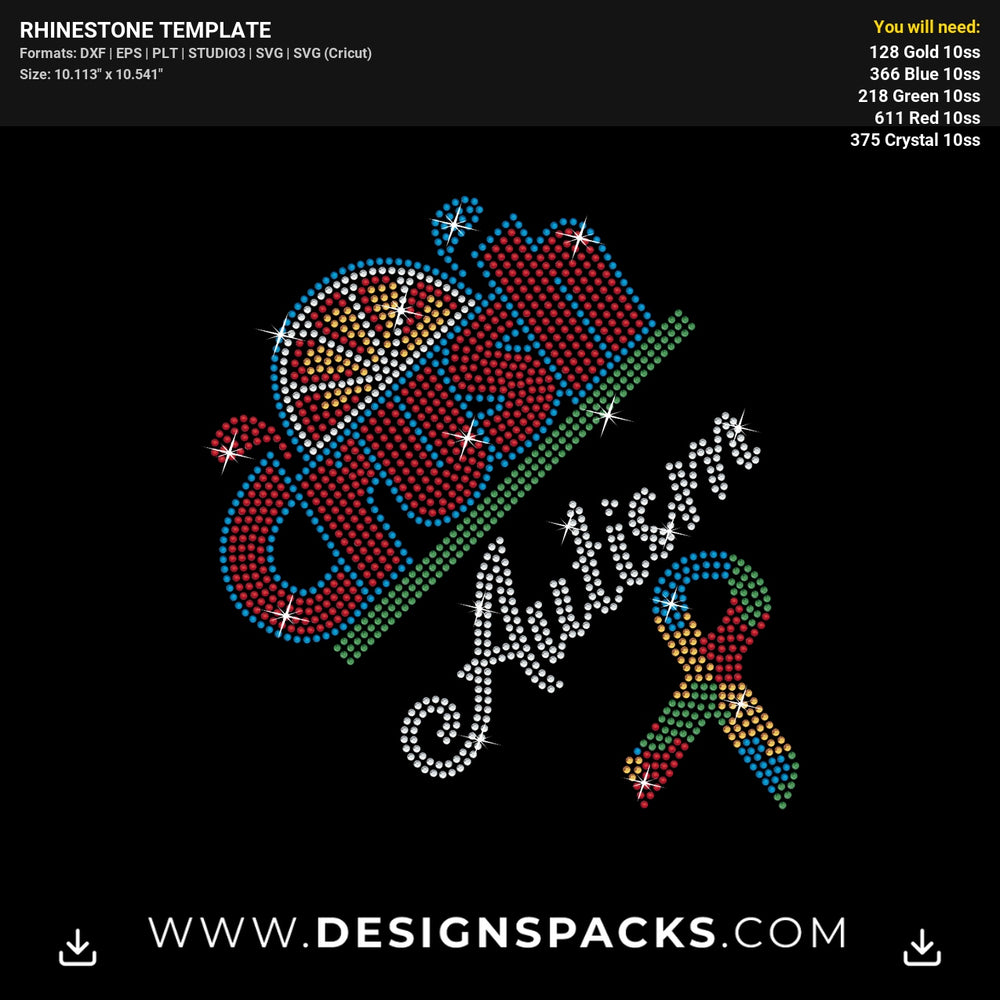 Crush Autism Rhinestone Digital Template