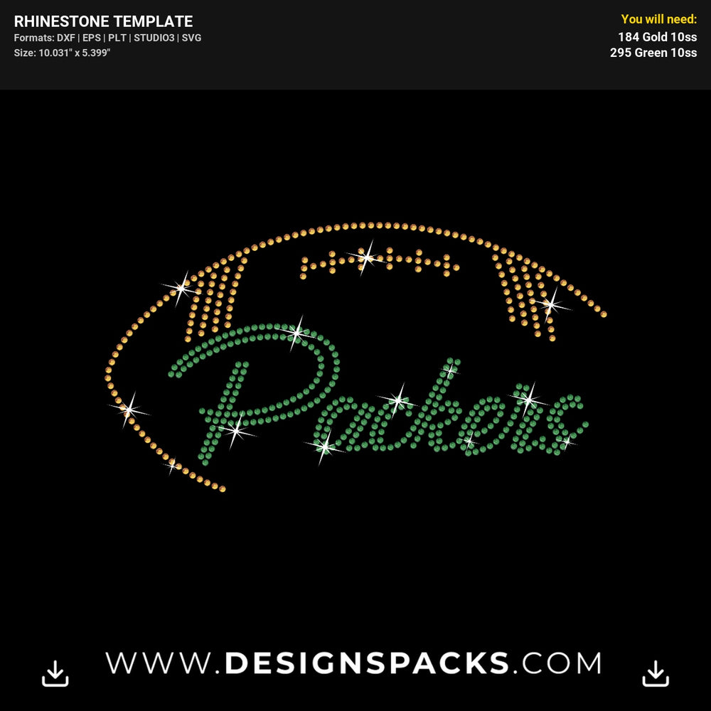 Packers Football Ball Rhinestone Digital Template