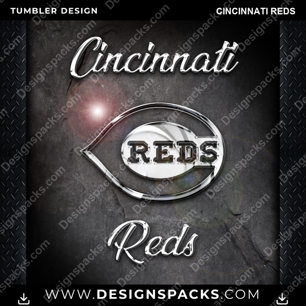 Baseball Chrome Cincinnati Reds Tumbler Digital Wrap Design