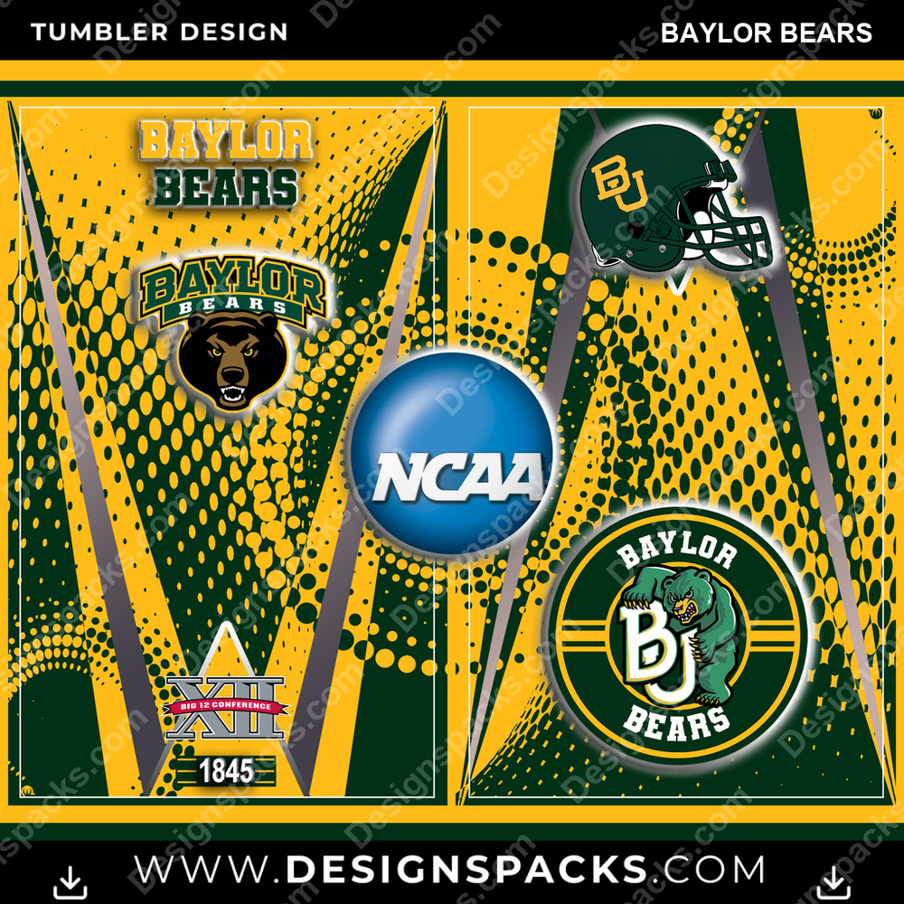 College Sport Team Logo Baylor Bears Tumbler Digital Wrap Design