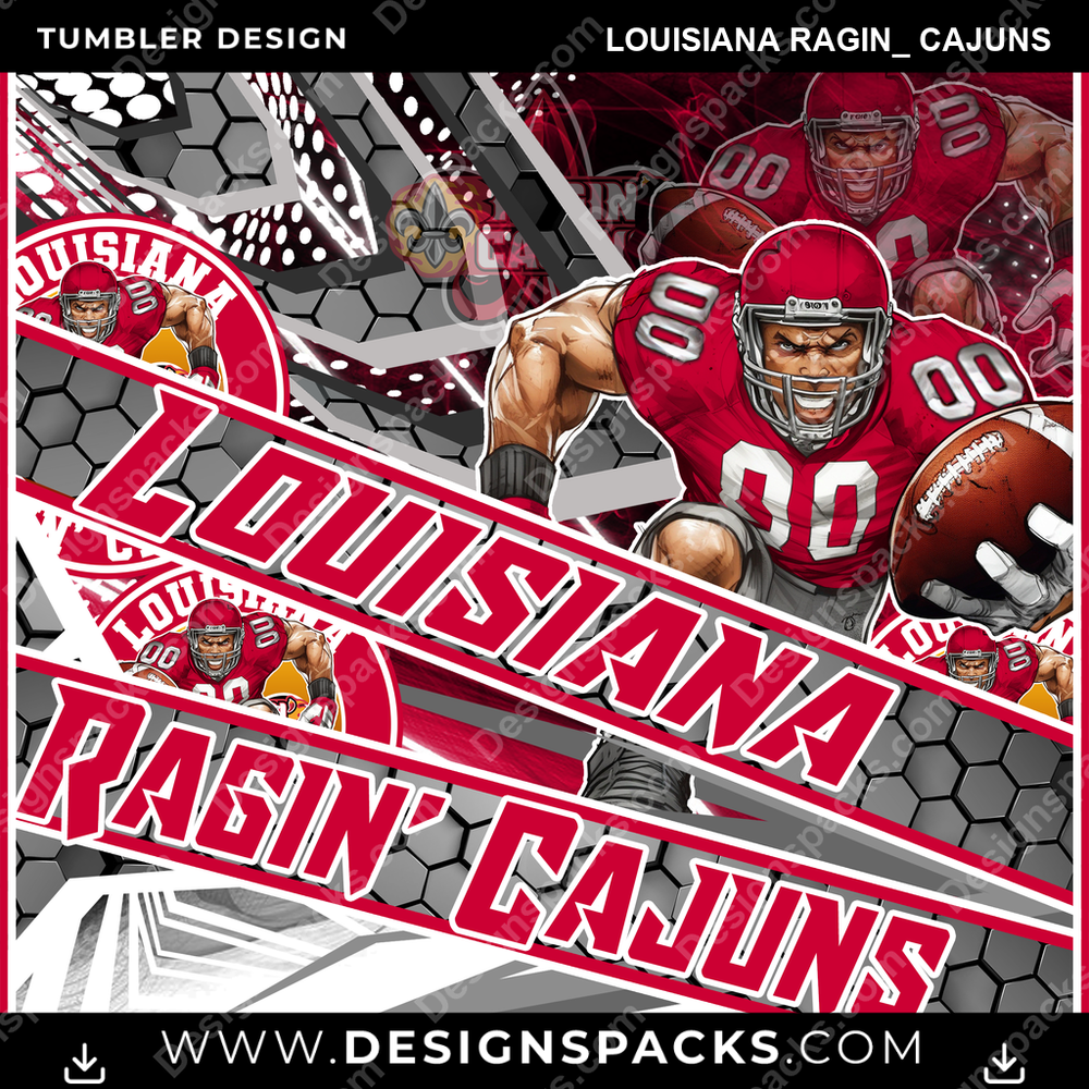 College Sport Fathead Louisiana Ragin_ Cajuns Tumbler Digital Wrap Design