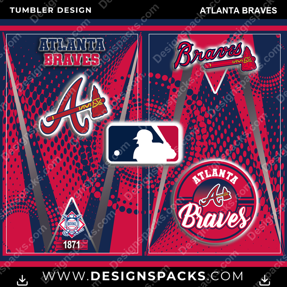 Baseball Team Logo Atlanta Braves Tumbler Digital Wrap Design