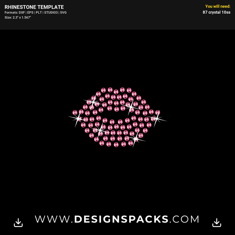 Lips Face Mask Updated Rhinestone Digital Template