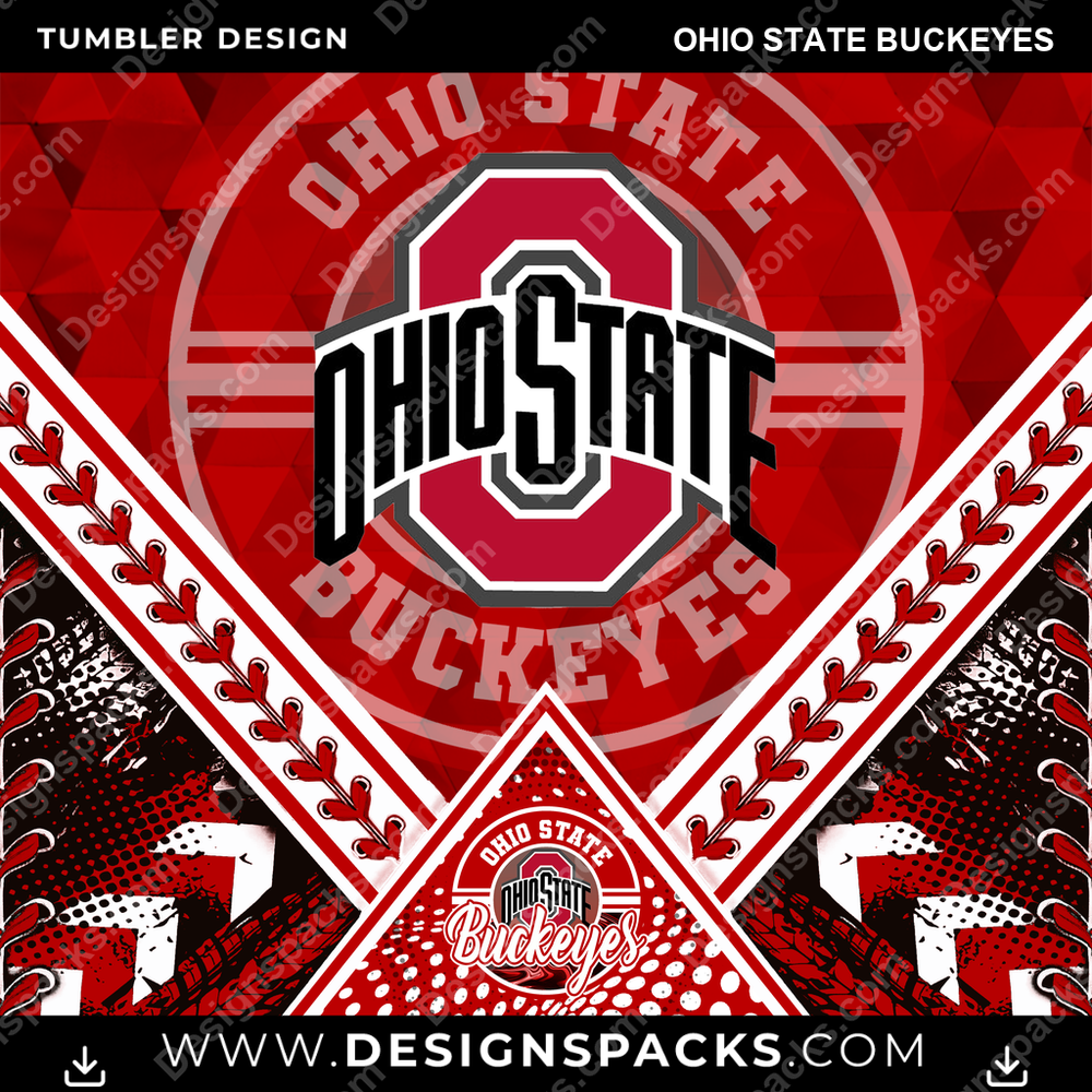 College Sport Diamond Ohio State Buckeyes Tumbler Digital Wrap Design