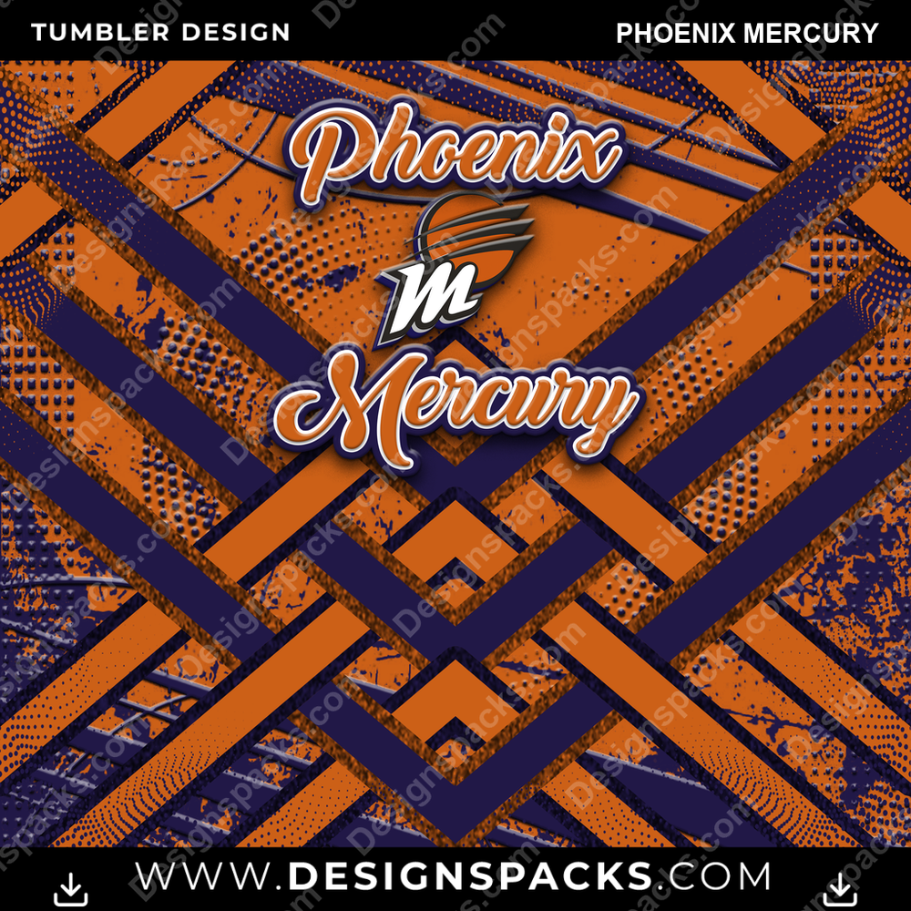 Basketball Glitter Stripe Phoenix Mercury Tumbler Digital Wrap Design