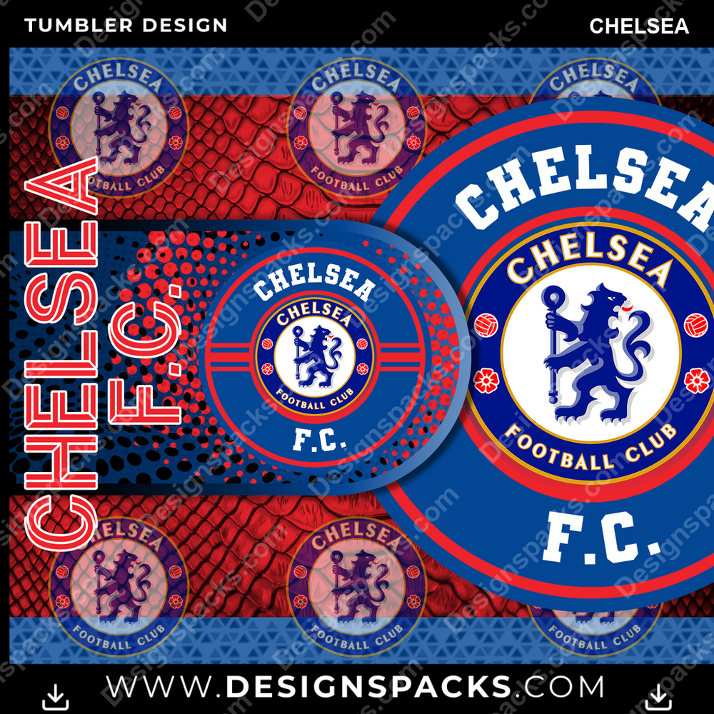 Soccer UK Hyper Chelsea Tumbler Digital Wrap Design