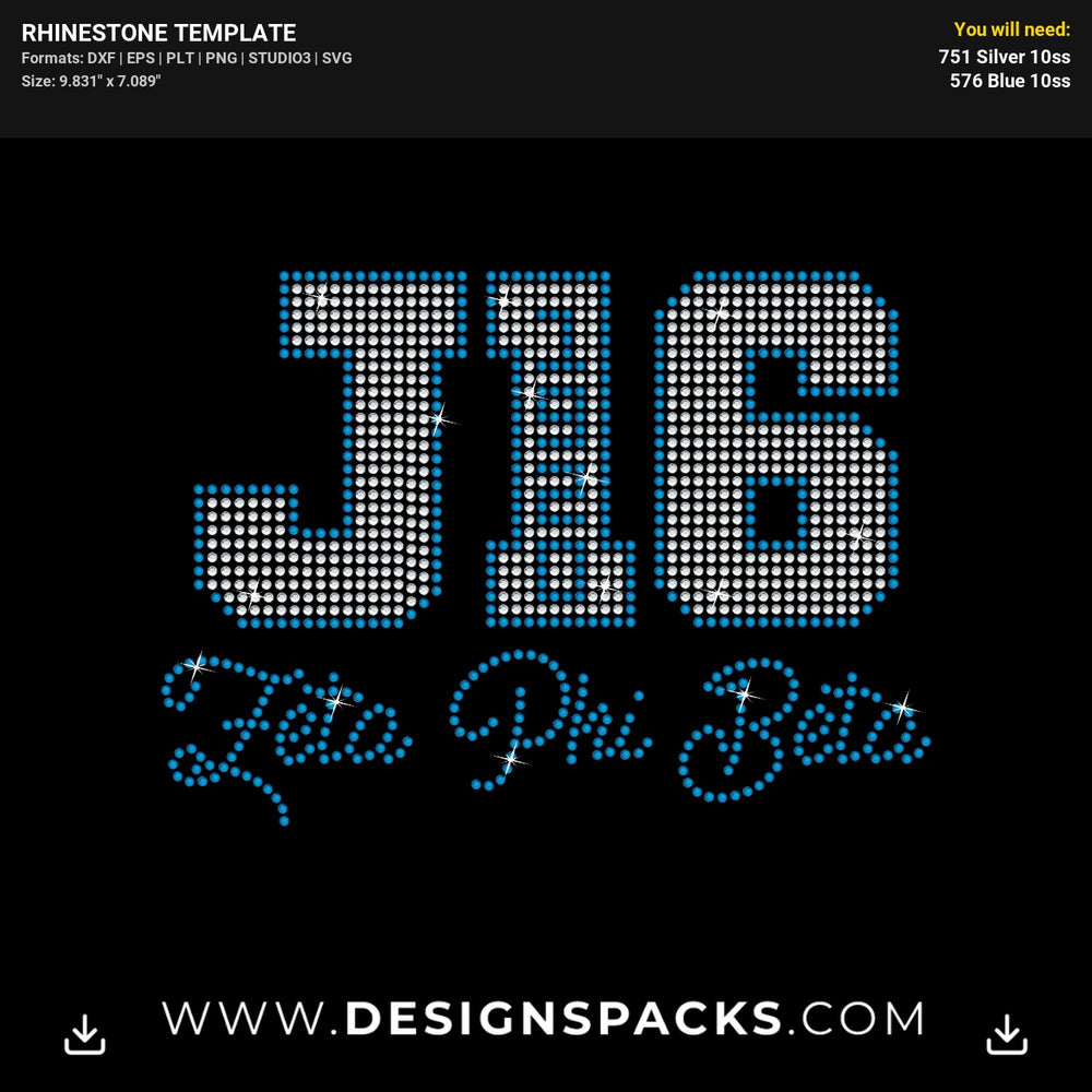 J16 Zeta Phi Beta Vinyl Rhinestone Digital Template