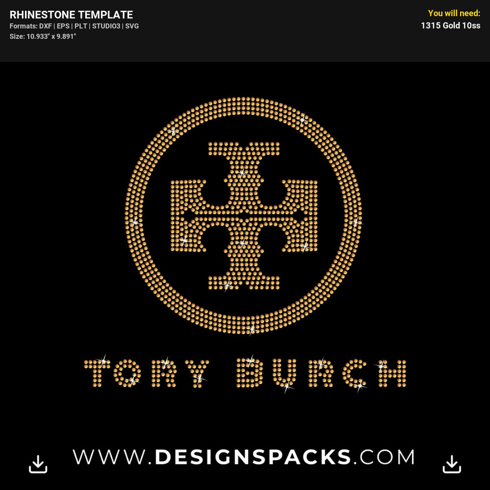 Tory Burch Fashion Brand Logo Rhinestone Digital Template