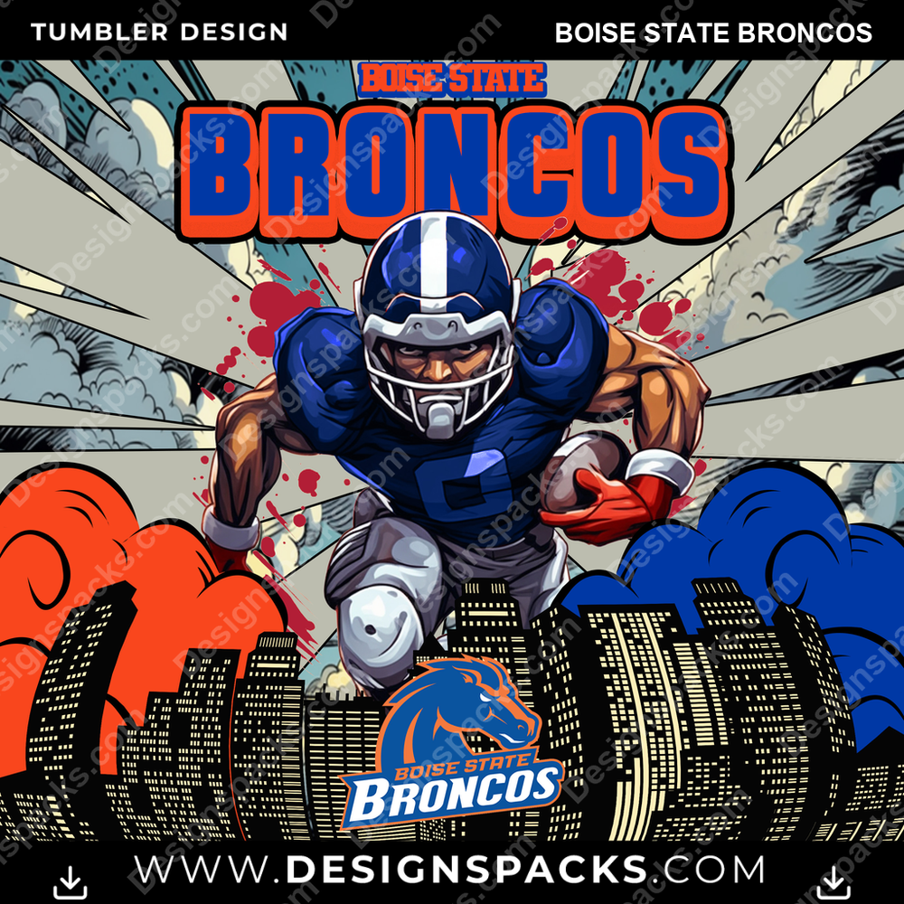 College Sport Comic Cover Boise State Broncos NCAA College Sport Tumbler Digital Wrap Design Download