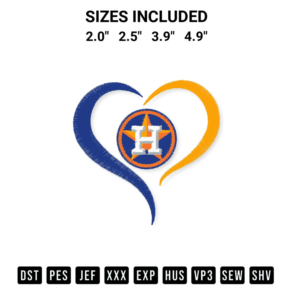 Elevate your next project with our Houston Astros Heart Embroidery Design embroidery file. Shop high-quality digital patterns instantly at Designspacks.com. Available sizes: 2.0", 2.5", 3.9", 4.9".