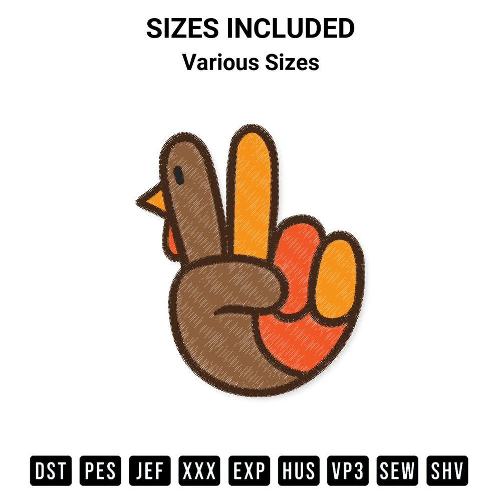 Looking for the perfect pattern? Download the Peace Sign Turkey Hand Cool Embroidery Design embroidery design today at Designspacks.com. Crisp, clean stitching guaranteed. Available sizes: Various Sizes.