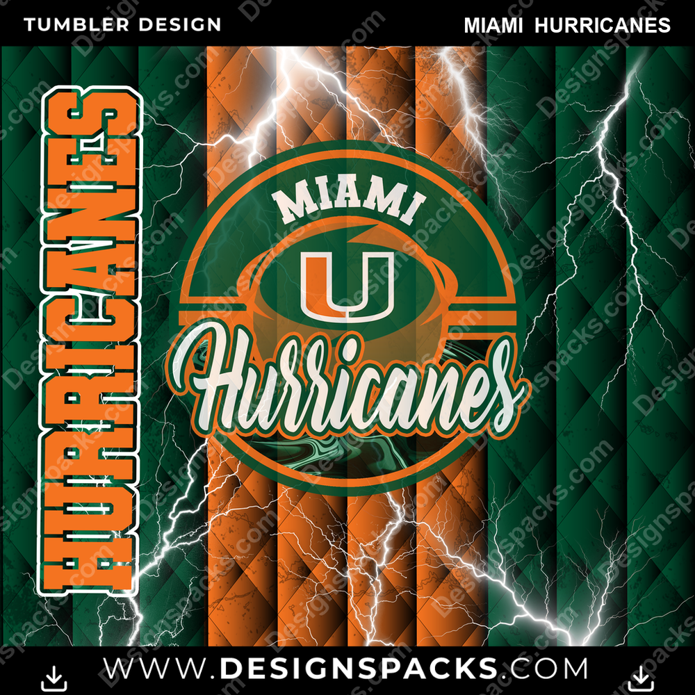 College Sport Diamond Miami Hurricanes Tumbler Digital Wrap Design