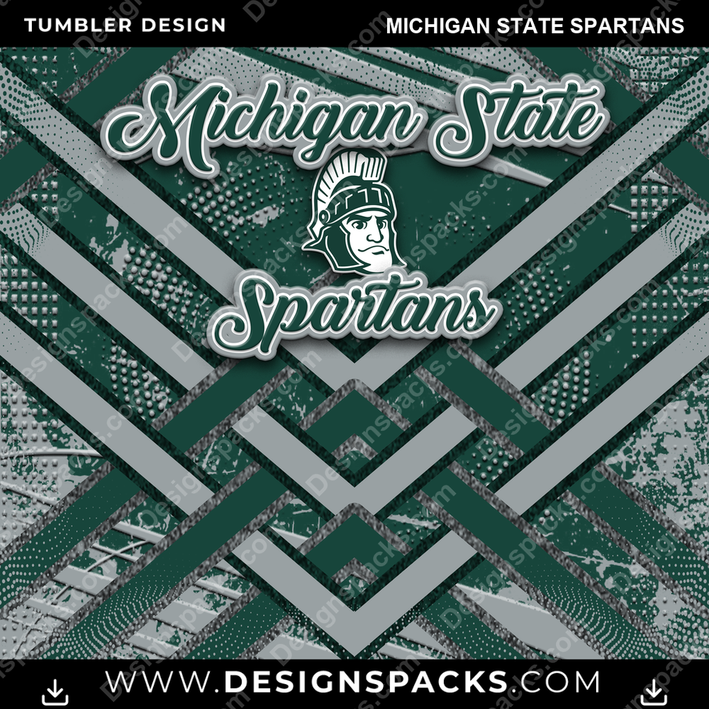 College Sport Glitter Stripe Michigan State Spartans NCAA College Sport Tumbler Digital Wrap Design Download