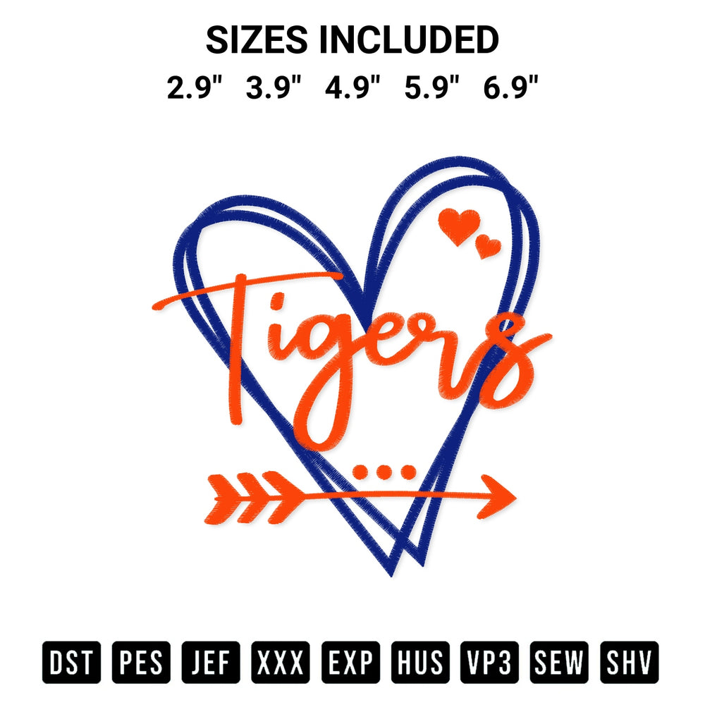 Get the Detroit Tigers Heart Embroidery Design embroidery design for your custom crafts! Premium digitized files available for instant download at Designspacks.com. Available sizes: 2.9", 3.9", 4.9", 5.9", 6.9".