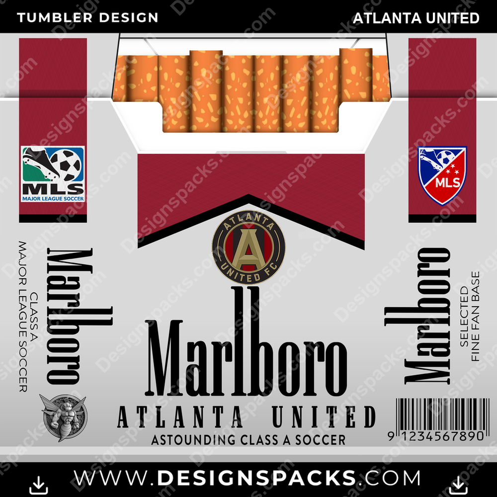 US Soccer Marlboro ATLANTA UNITED Tumbler Digital Wrap Design