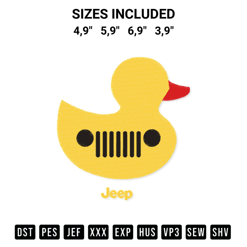 Looking for the perfect pattern? Download the Duck Duck Jeep Grille Logo Embroidery Design embroidery design today at Designspacks.com. Crisp, clean stitching guaranteed. Available sizes: 4,9", 5,9", 6,9", 3,9".