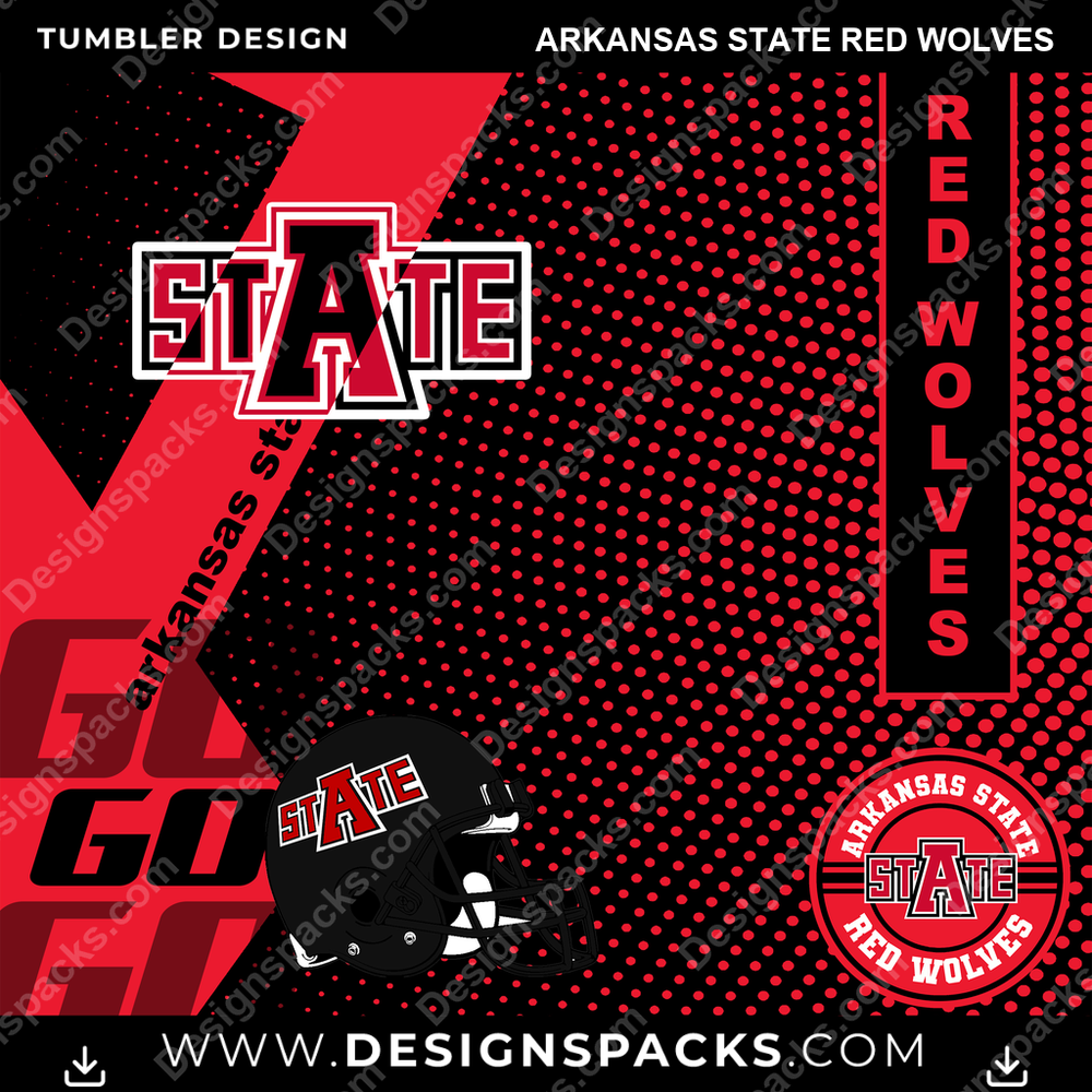 College Sport GO Arkansas State Red Wolves NCAA College Sport Tumbler Digital Wrap Design Download