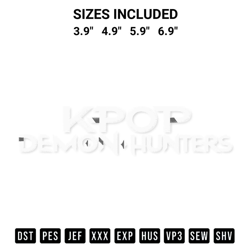 Download the Kpop Demon Hunters Logo Embroidery Design machine embroidery design exclusively at Designspacks.com. Premium digitized pattern for apparel and DIY crafts. Available sizes: 3.9", 4.9", 5.9", 6.9".