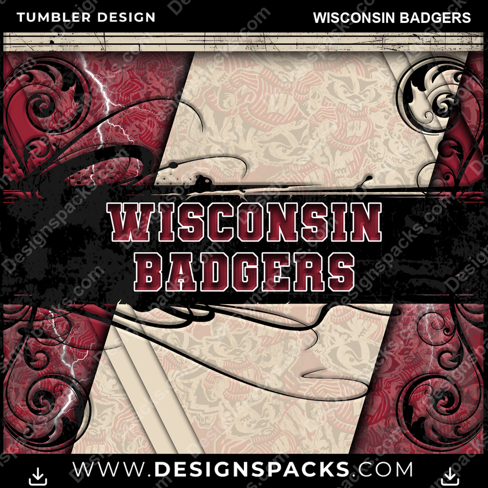 College Sport Elegant Wisconsin Badgers NCAA College Sport Tumbler Digital Wrap Design Download