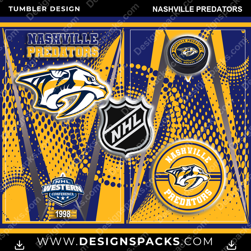 Ice Hockey Team Logo Nashville Predators NHL Hockey Tumbler Digital Wrap Design Download