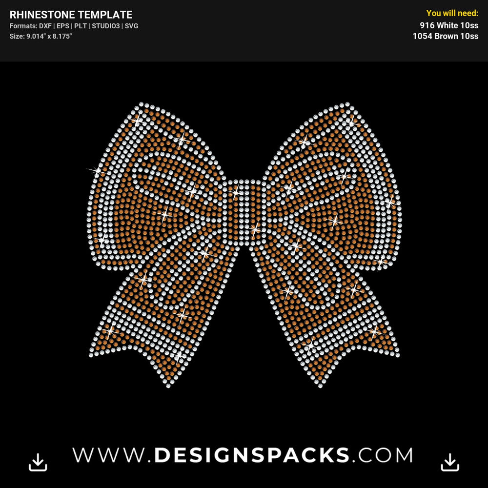 Retro Football Coquette Bow Rhinestone Digital Template