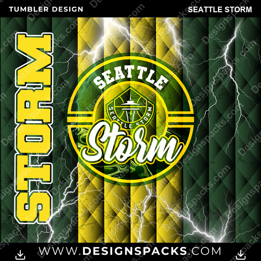 Basketball Diamond Seattle Storm Tumbler Digital Wrap Design
