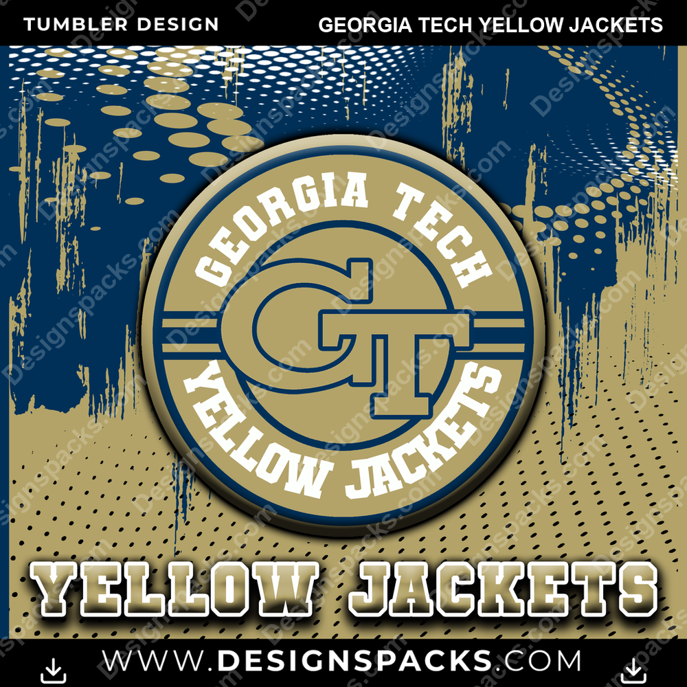 College Sport Dot Logo Georgia Tech Yellow Jackets Tumbler Digital Wrap Design