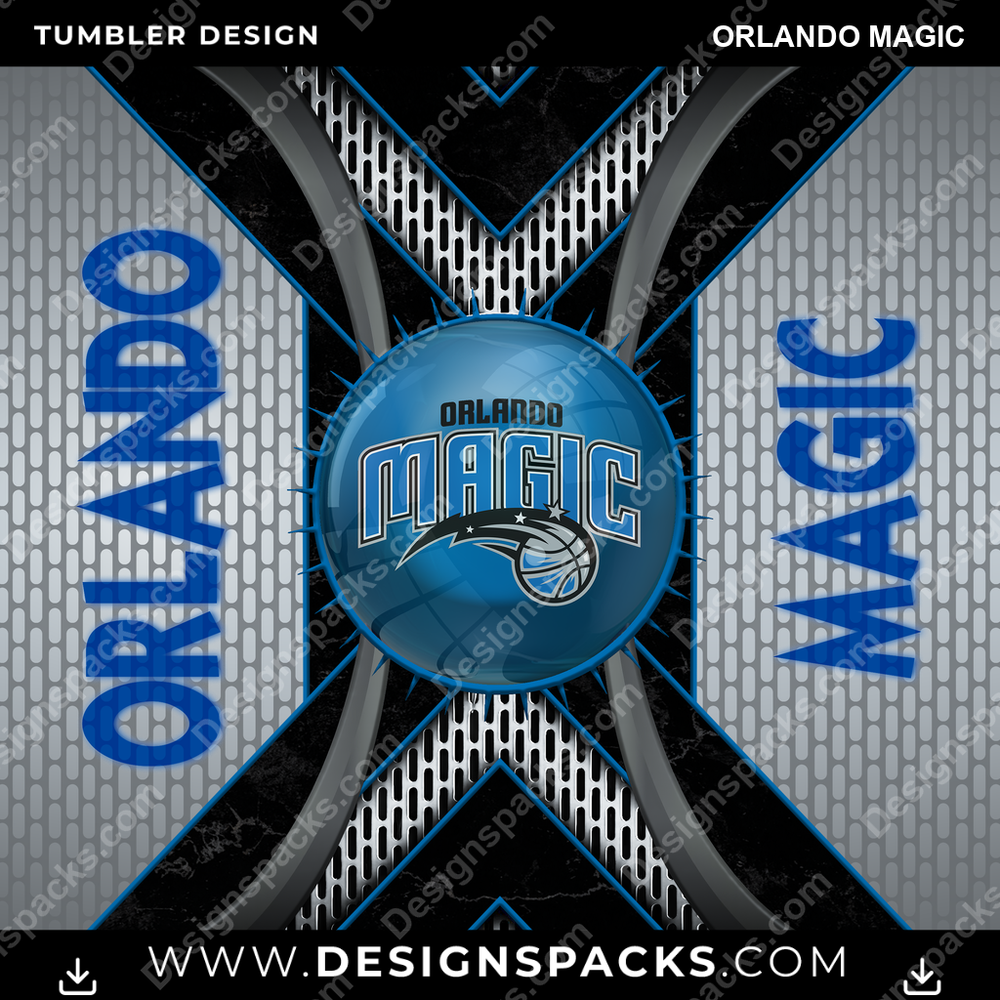 Basketball Metal Grating Orlando Magic Tumbler Digital Wrap Design