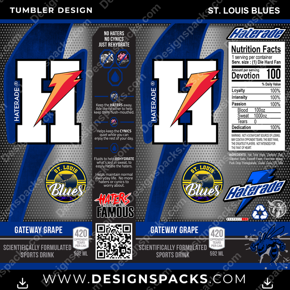 Hockey Haterade St. Louis Blues Tumbler Digital Wrap Design
