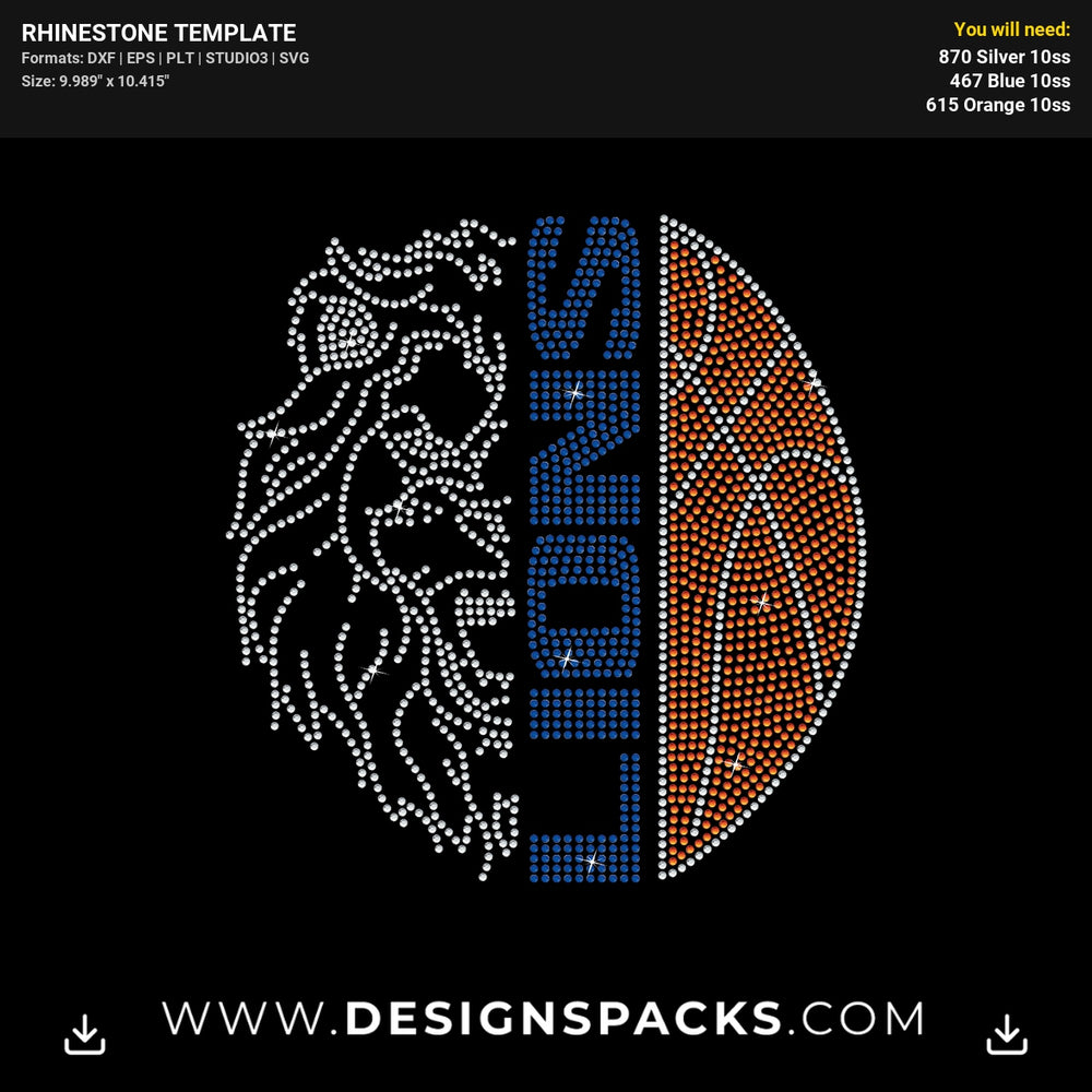 Basketball Lions Rhinestone Digital Template