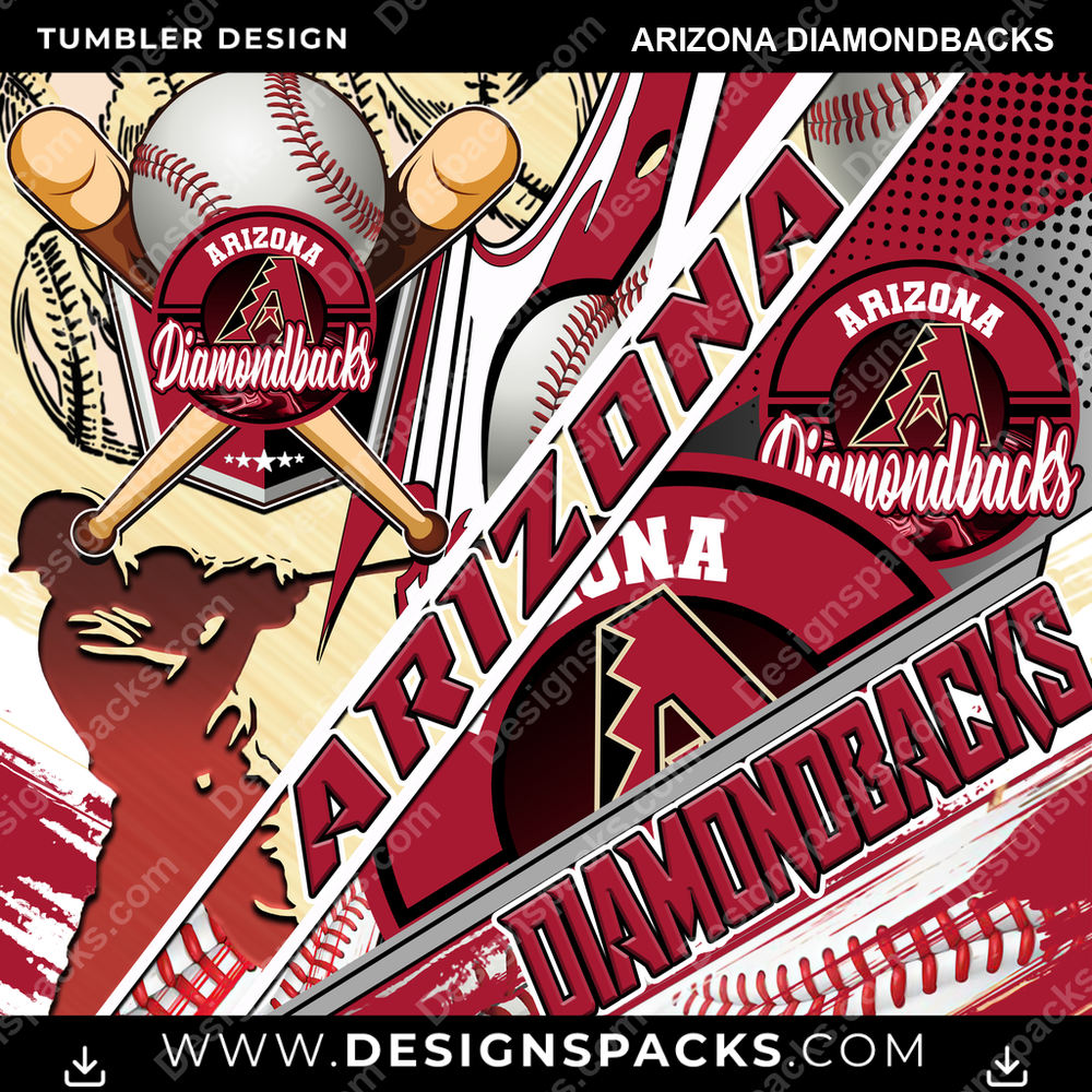Baseball Silhouette Arizona Diamondbacks Tumbler Digital Wrap Design