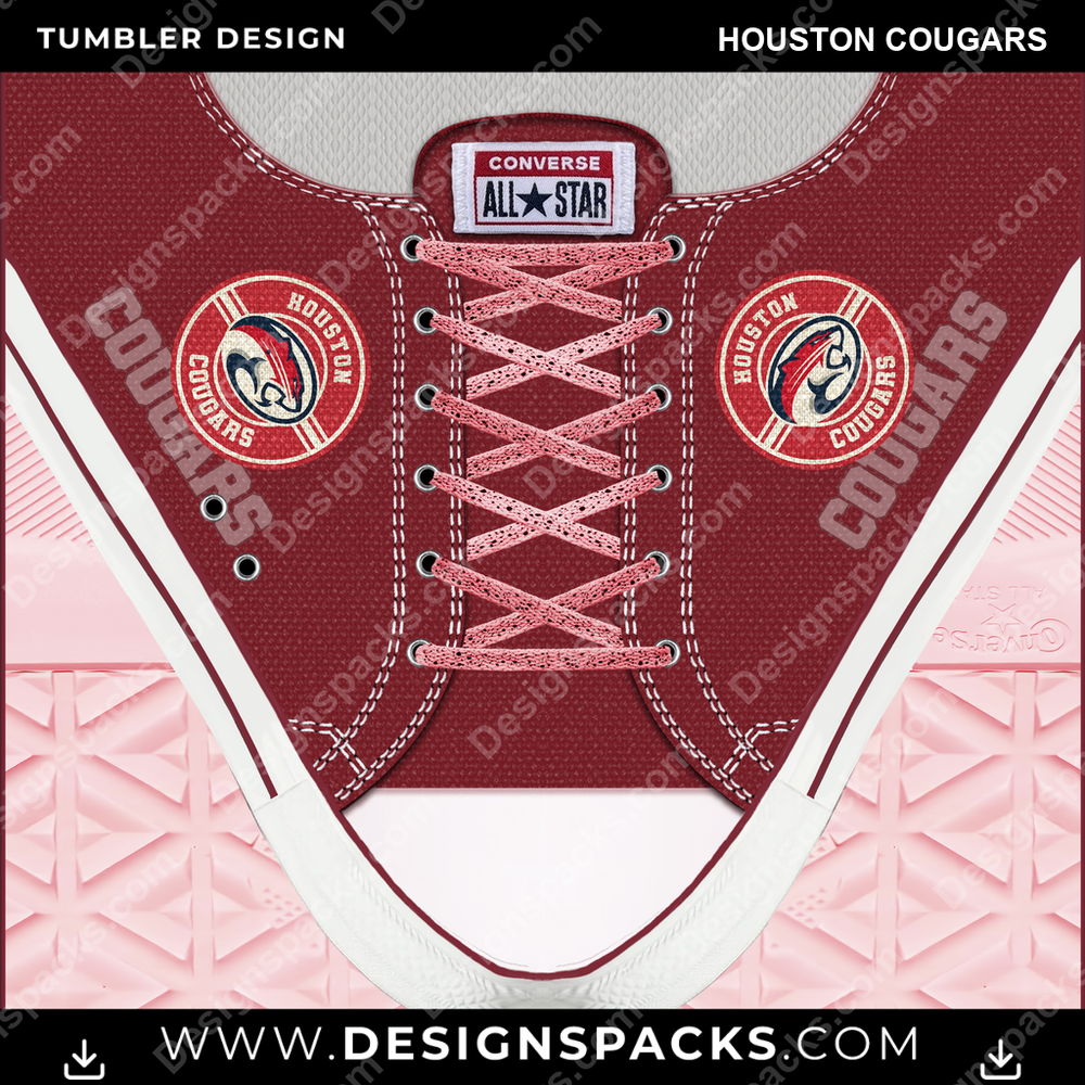College Sport Converse Houston Cougars Tumbler Digital Wrap Design