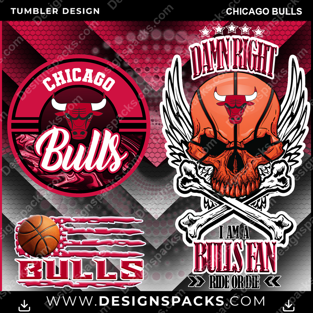 Basketball Skull Chicago Bulls Tumbler Digital Wrap Design
