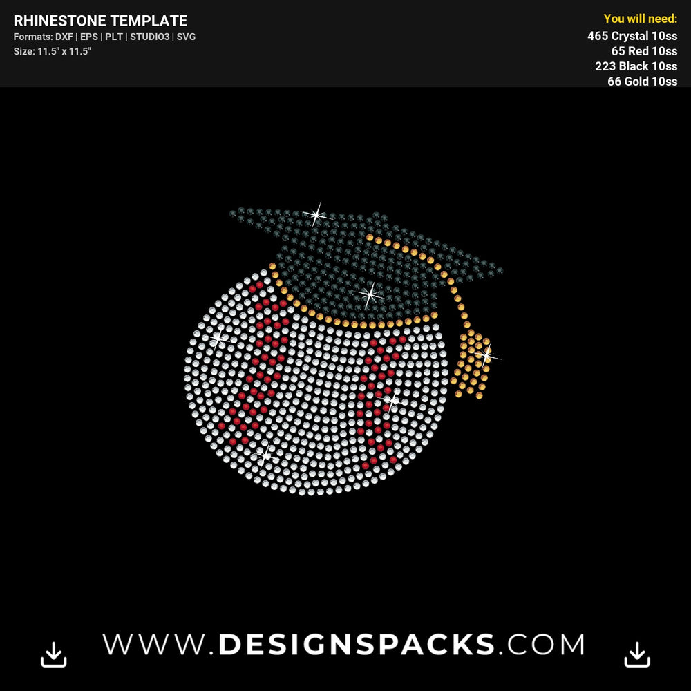 Baseball Graduation Senior Rhinestone Digital Template