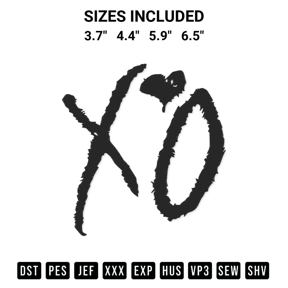 Add a unique touch to your apparel with the The Weeknd Xo Embroidery Design embroidery file. Premium instant download available now on Designspacks.com. Available sizes: 3.7", 4.4", 5.9", 6.5".